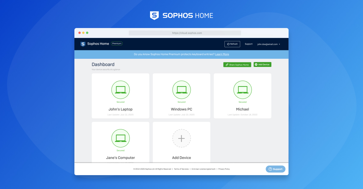 Sophos Cloud interface view