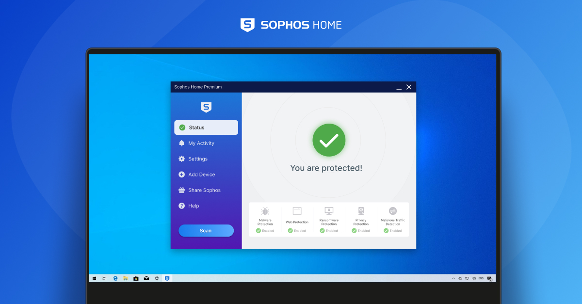 Sophos Windows agent dashboard