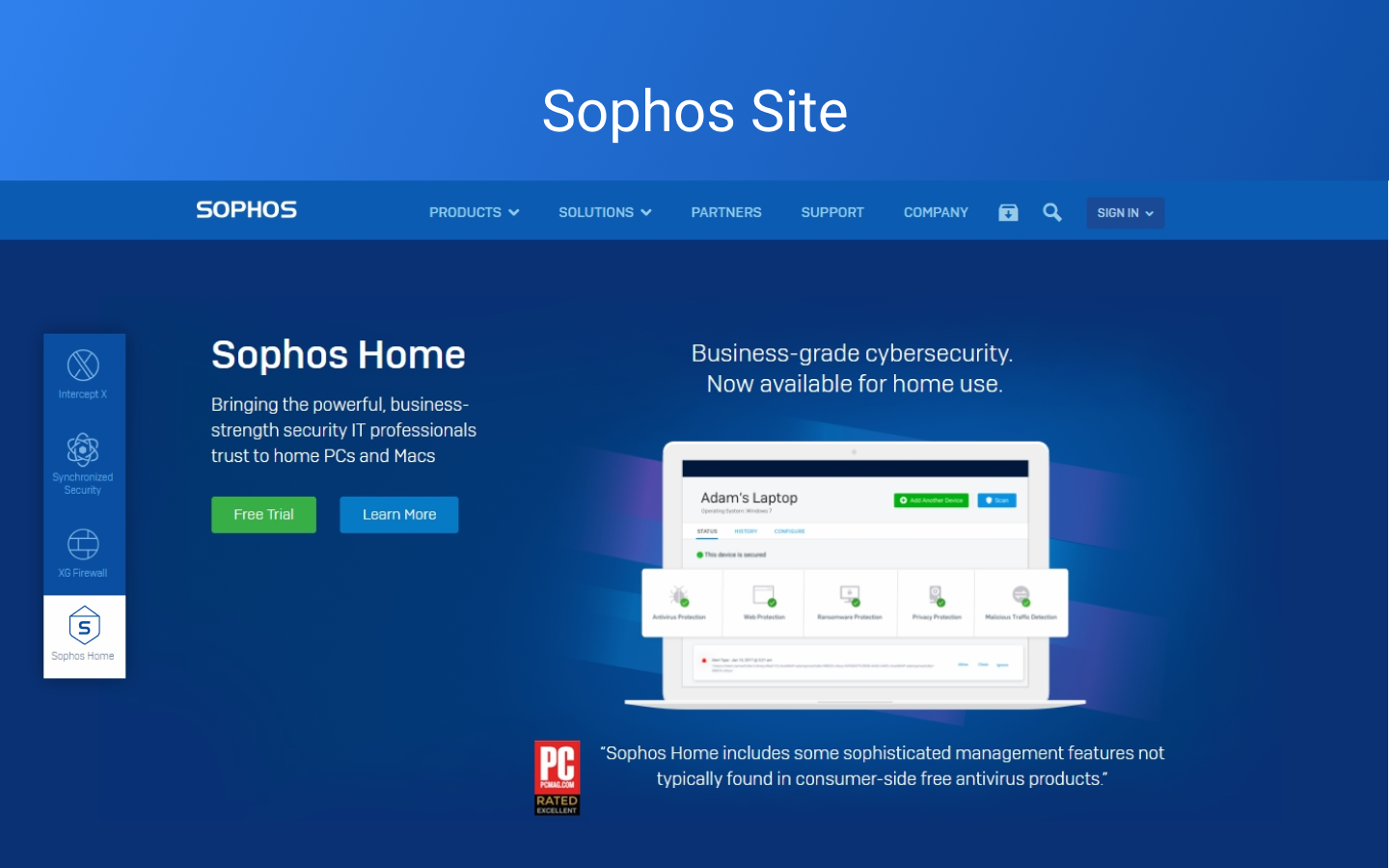 Sophos Home dashboard
